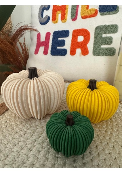 Dekoratif Balkabağı Seti - 3 Adet, Large Bej 1 Adet, Medium Sarı 1 Adet, Small Yeşil 1 Adet indirimleri