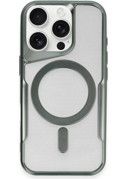 iPhone 14 Pro Max Kılıf Boyi Magsafe Silikon Kapak - Yeşil (K95)
