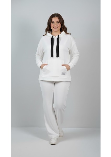 Kadın Büyük Beden Uzun Kollu Kapüşonlu Eşofman Takımı 8228-26