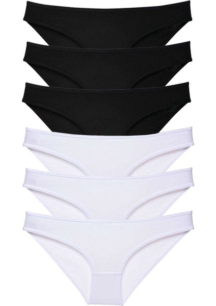 6 adet Eko Set Likralı Kadın Slip Külot Siyah Beyaz fırsatları