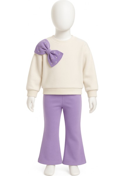 Incili Kız Çocuk Takım Fiyonklu Çocuk Alt Üst Takım