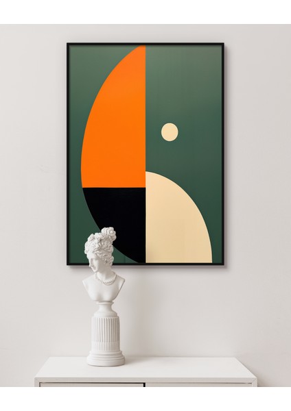 Metal Çerçeveli Gerçek Camlı Tablo,geometrik Soyut Yarım Daire Dijital Baskılı Tablo,ev,ofis Tablo