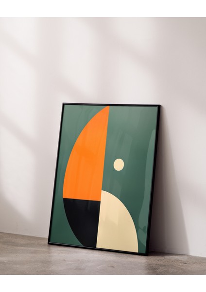 Metal Çerçeveli Gerçek Camlı Tablo,geometrik Soyut Yarım Daire Dijital Baskılı Tablo,ev,ofis Tablo