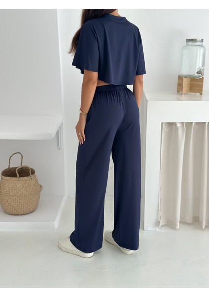 Kadın Iki Parça Salaş Takım – Crop Üst ve Bol Paça Pantolon – Yazlık Rahat Spor Takım fiyatları