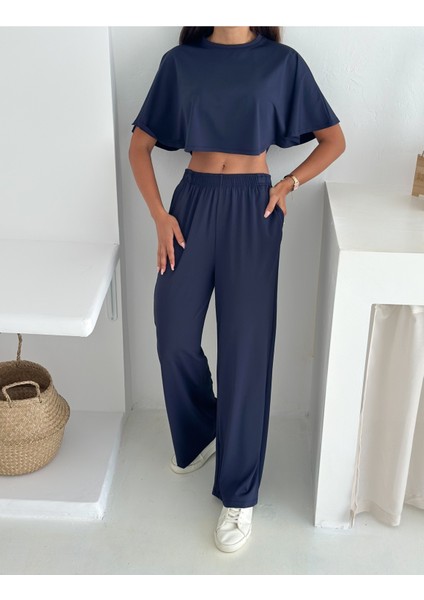 Kadın Iki Parça Salaş Takım – Crop Üst ve Bol Paça Pantolon – Yazlık Rahat Spor Takım fırsatları