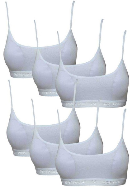 Pedli İp Askılı Beyaz Büstiyer 6 adet modelleri