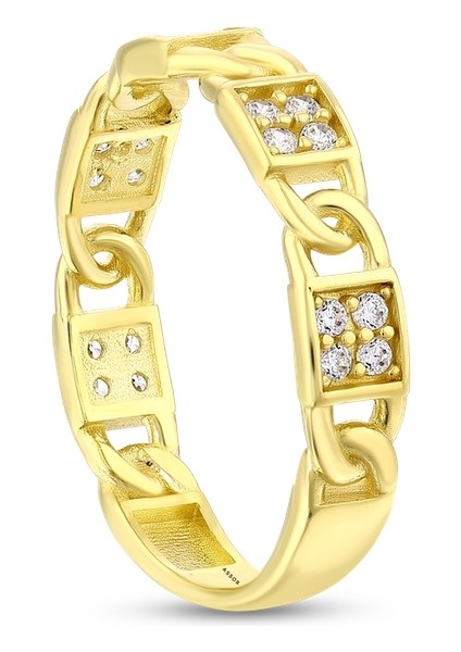 Taşlı Tasarım Altın Yüzük - 14K