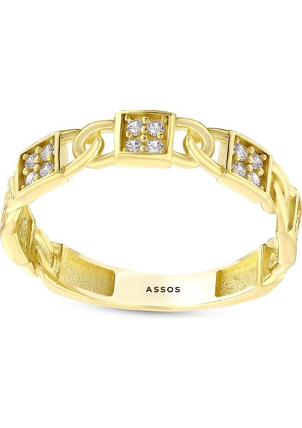 Taşlı Tasarım Altın Yüzük - 14K