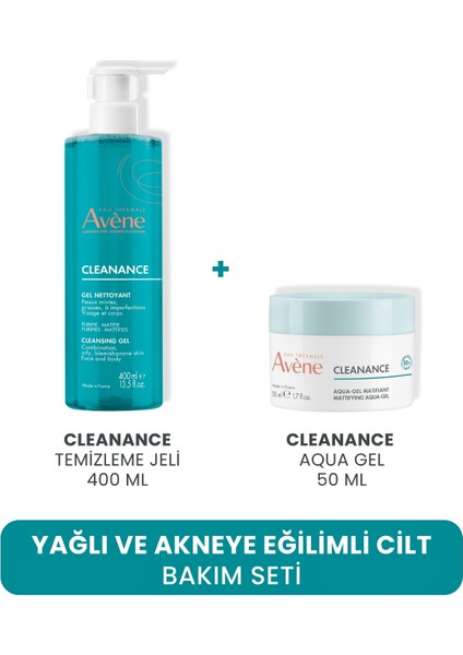Yağlı ve Akneye Eğilimli Cilt Bakım Seti (Cleanance Temizleme Jel 400 ml + Cleanance Aqua Gel 50 Ml)