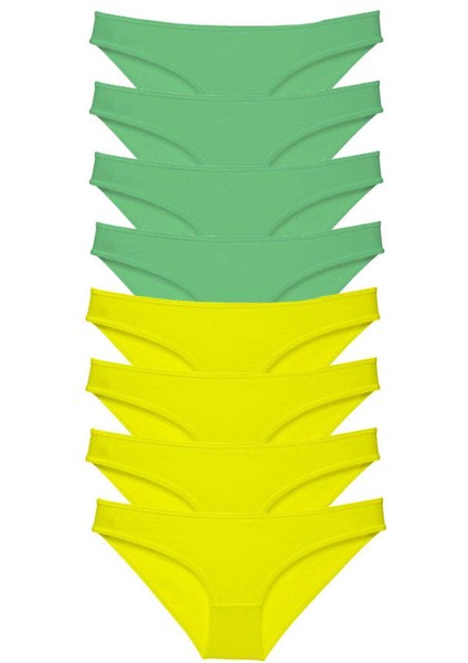 8 adet Süper Eko Set Likralı Kadın Slip Külot Sarı Yeşil fırsatları