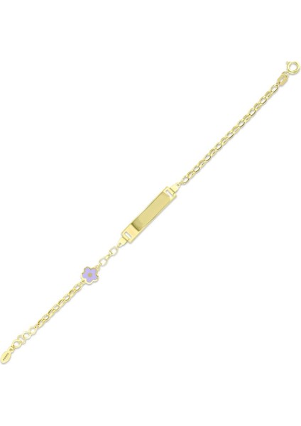 Çiçek Figürlü Altın Çocuk Künye - 14K modelleri