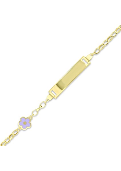 Çiçek Figürlü Altın Çocuk Künye - 14K fırsatları