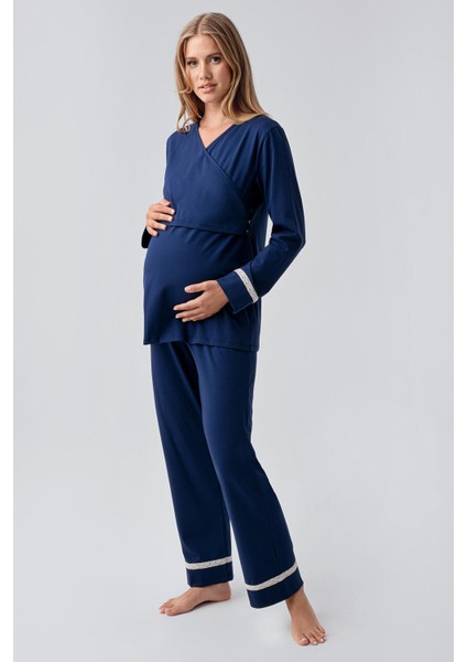 Uzun Kollu Esnek Pamuklu Hamile Pijama Takım 18201 fiyatları