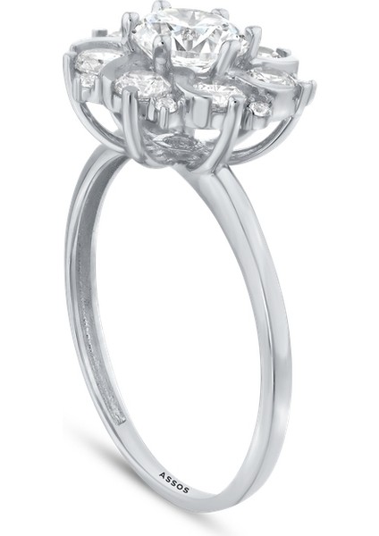 Taşlı Tasarım Altın Yüzük - 14K