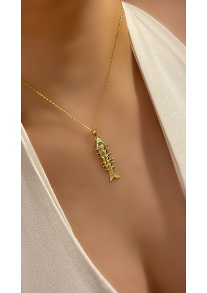 Altın Kaplama Hareketli Bereket Turkuaz Gözlü Balık Kolye 925 Ayar Gümüş fiyatları