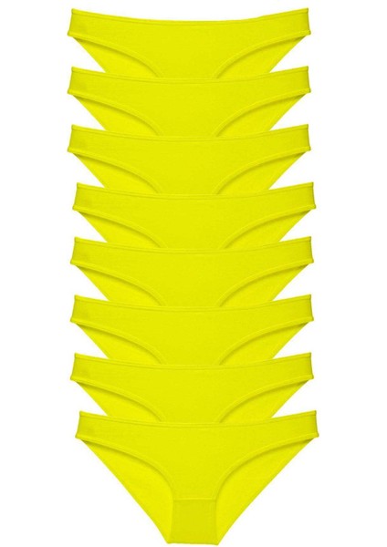 8 adet Süper Eko Set Likralı Kadın Slip Külot Sarı modelleri