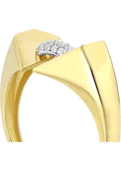 Taşlı Tasarım Altın Yüzük - 14K