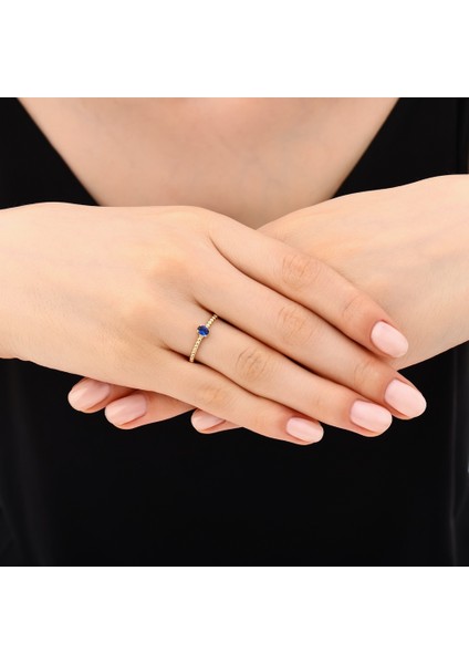 Altın Renkli Taşlı Yüzük - 14K