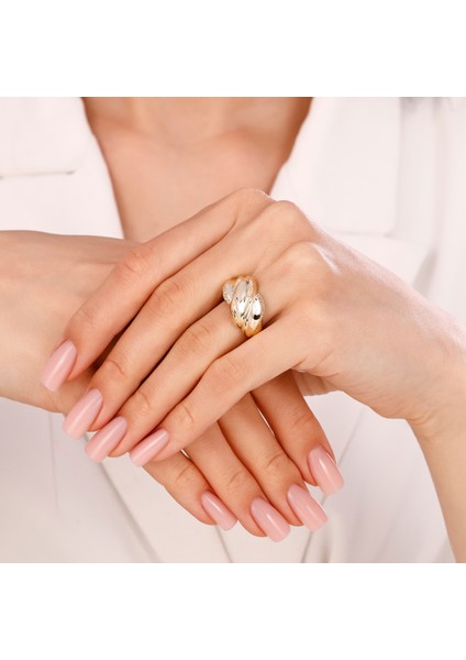 Taşlı Tasarım Altın Yüzük - 14K