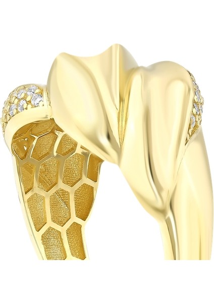 Taşlı Tasarım Altın Yüzük - 14K