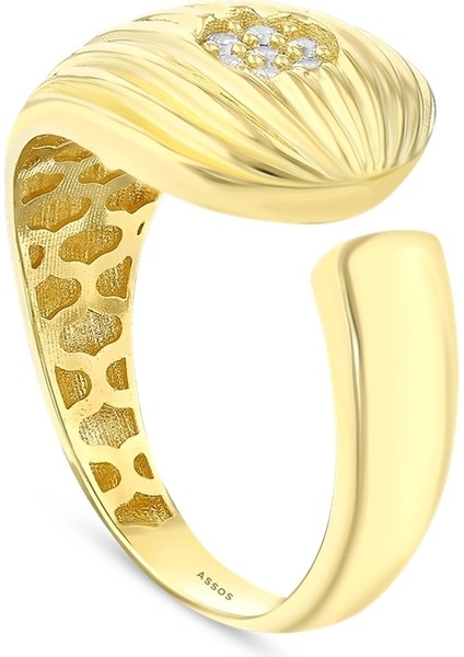 Taşlı Tasarım Altın Yüzük - 14K