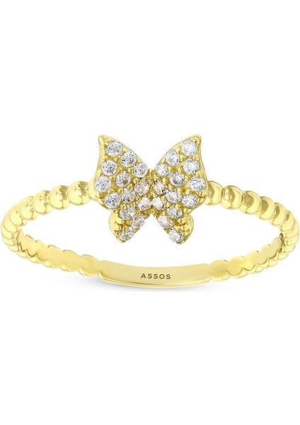 Taşlı Tasarım Altın Yüzük - 14K