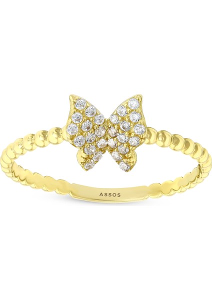 Taşlı Tasarım Altın Yüzük - 14K