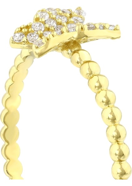 Taşlı Tasarım Altın Yüzük - 14K