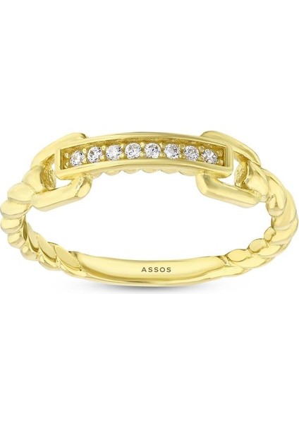 Taşlı Tasarım Altın Yüzük - 14K