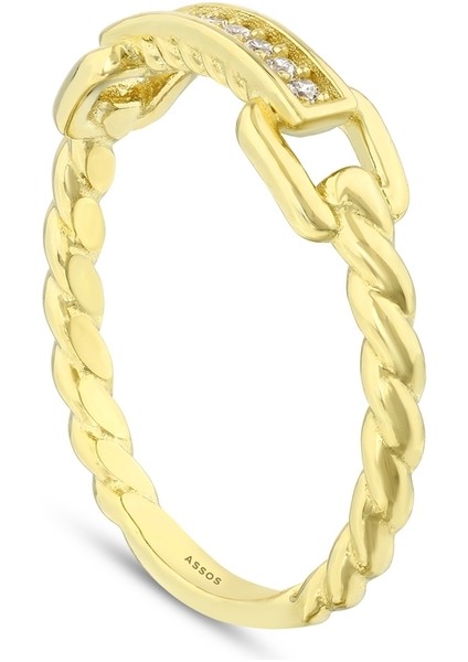 Taşlı Tasarım Altın Yüzük - 14K