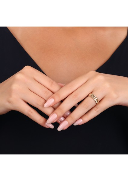 Zincir Formlu Tasarım Altın Yüzük - 14K