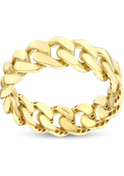 Zincir Formlu Tasarım Altın Yüzük - 14K