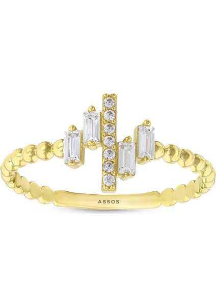 Taşlı Tasarım Altın Yüzük - 14K