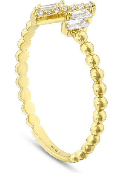 Taşlı Tasarım Altın Yüzük - 14K