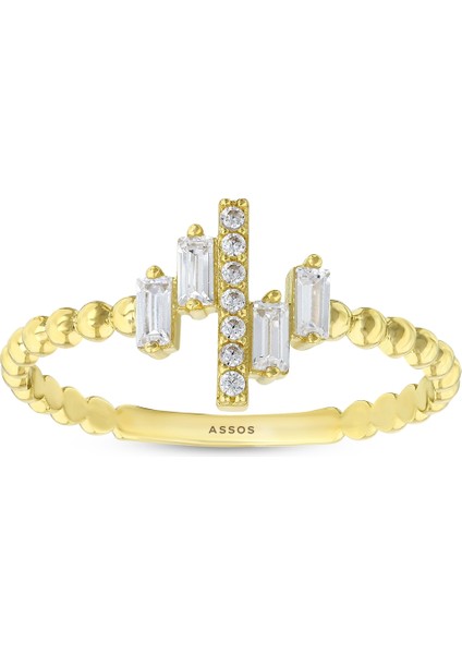 Taşlı Tasarım Altın Yüzük - 14K