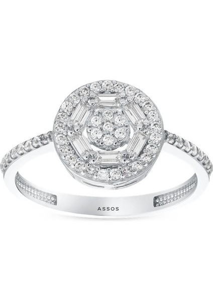 Altın Taşlı Tasarım Yüzük - 14K