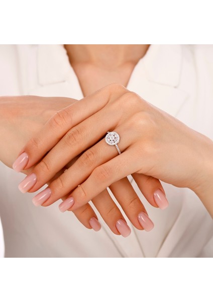 Altın Taşlı Tasarım Yüzük - 14K