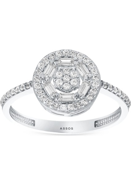 Altın Taşlı Tasarım Yüzük - 14K