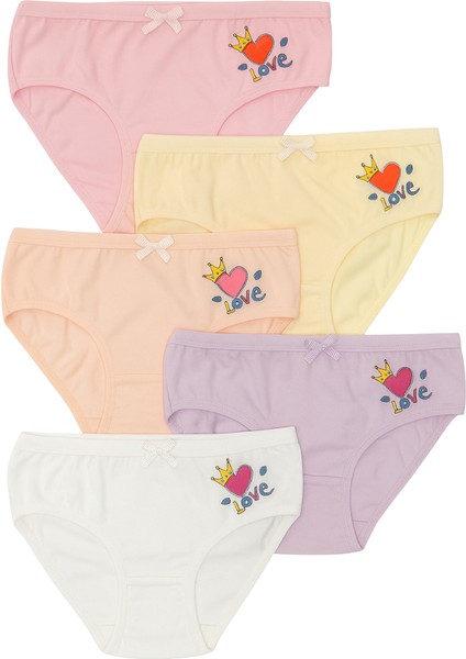 Kız Çocuk Kalpli 5'li Külot