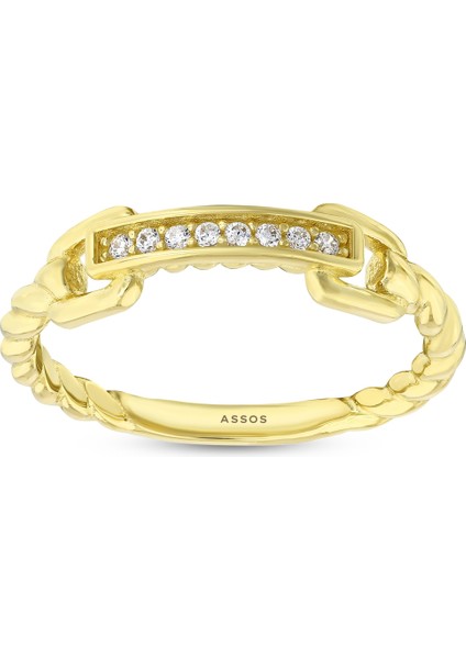 Taşlı Tasarım Altın Yüzük - 14K