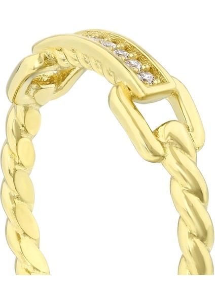 Taşlı Tasarım Altın Yüzük - 14K