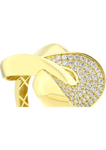 Altın Taşlı Tasarım Yüzük - 14K