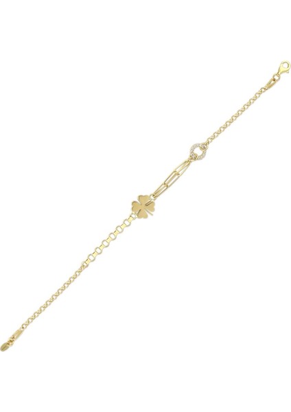 Altın Yonca Figürlü Bileklik - 14K fırsatları