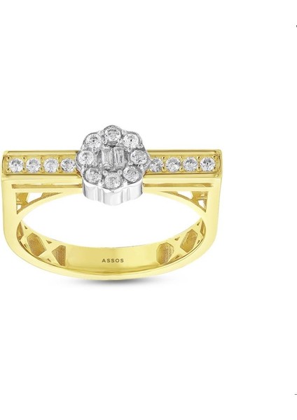 Taşlı Tasarım Altın Yüzük - 14K