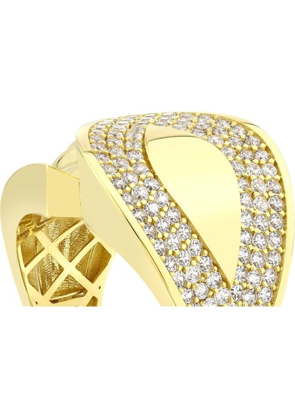 Altın Taşlı Tasarım Yüzük - 14K