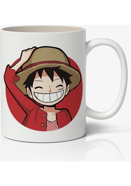 One Piece Monkey D. Luffy Anime Baskılı Beyaz Porselen Kupa Bardak