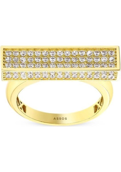 Taşlı Tasarım Altın Yüzük - 14K