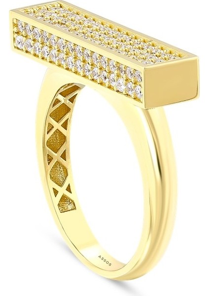 Taşlı Tasarım Altın Yüzük - 14K