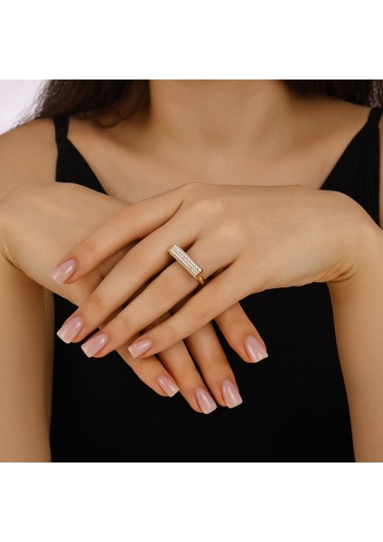 Taşlı Tasarım Altın Yüzük - 14K