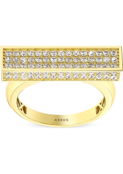 Taşlı Tasarım Altın Yüzük - 14K